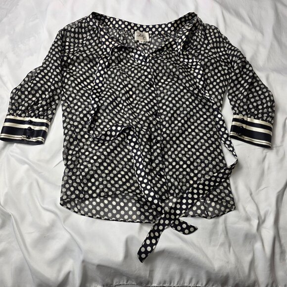 Chic Milly of New York Tops - Milly of New York Black & White Polka Dot Sheer Blouse